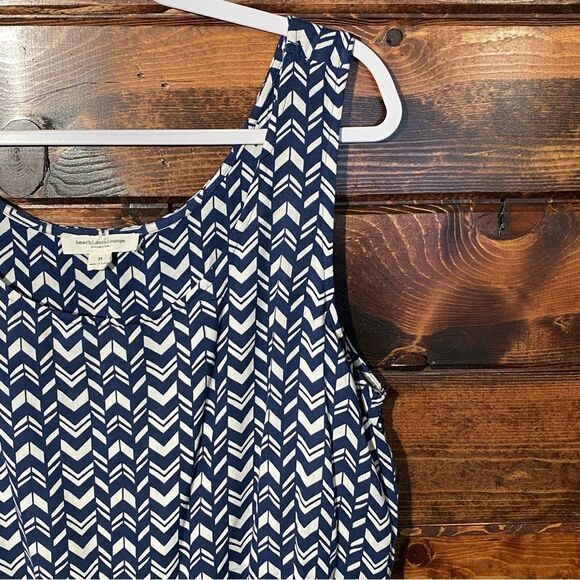 BeachLunchLounge Blue & White Chevron Sleeveless Maxi Length Summer Dress Size M - Picture 3 of 13